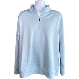 Hickey Freeman Men's Performance Quarter Zip Pullover Blue White Stripe Size XL